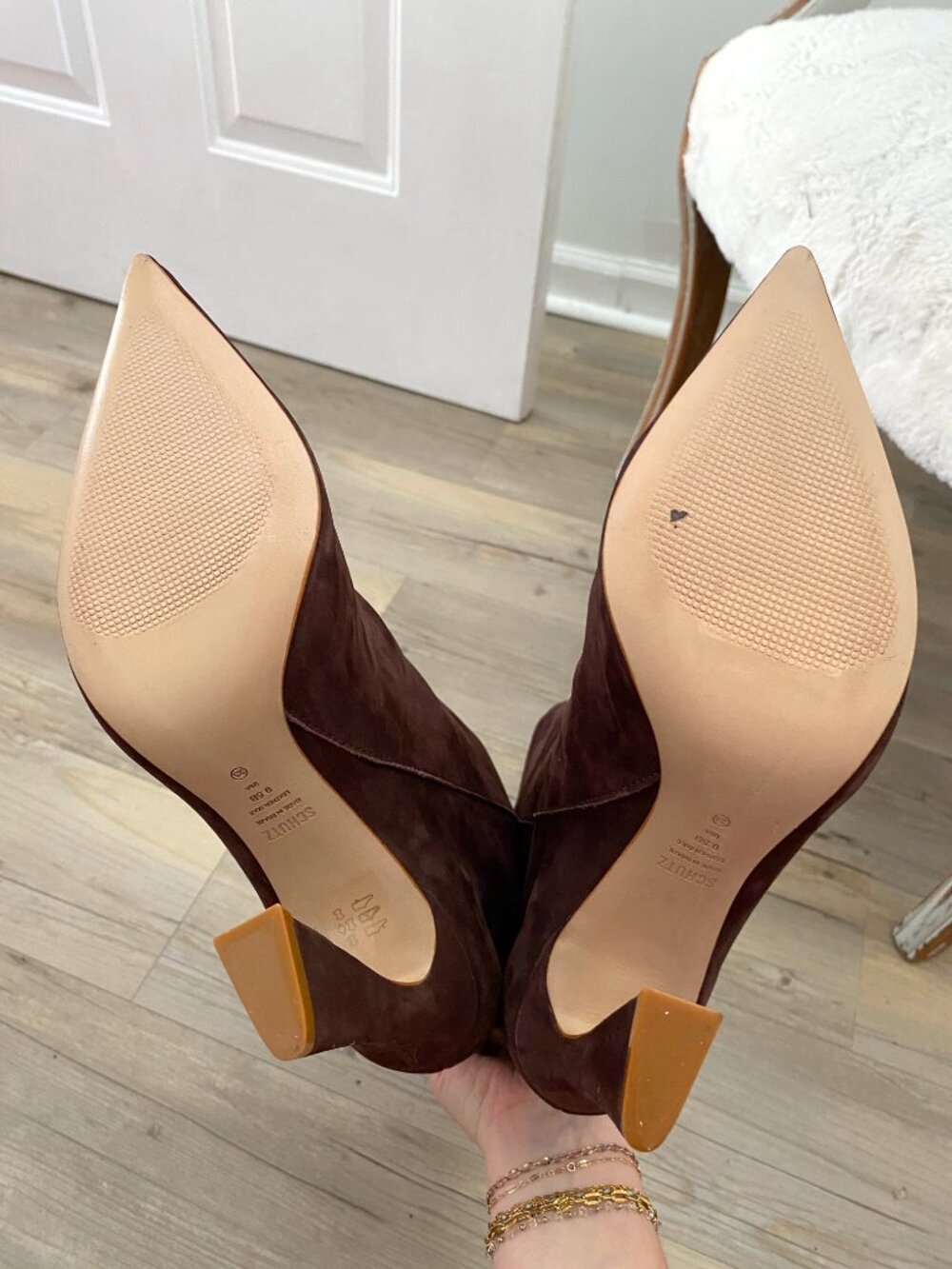 Schutz Brown Suede Flare Heeled Boots Size 9.5 - Picture 5 of 5